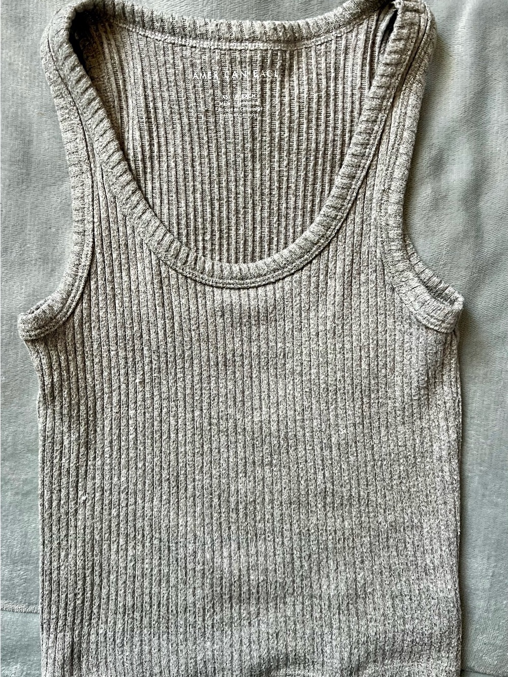 American Eagle Outfitters Ribbed Scoop Neck Tank - Light Gray